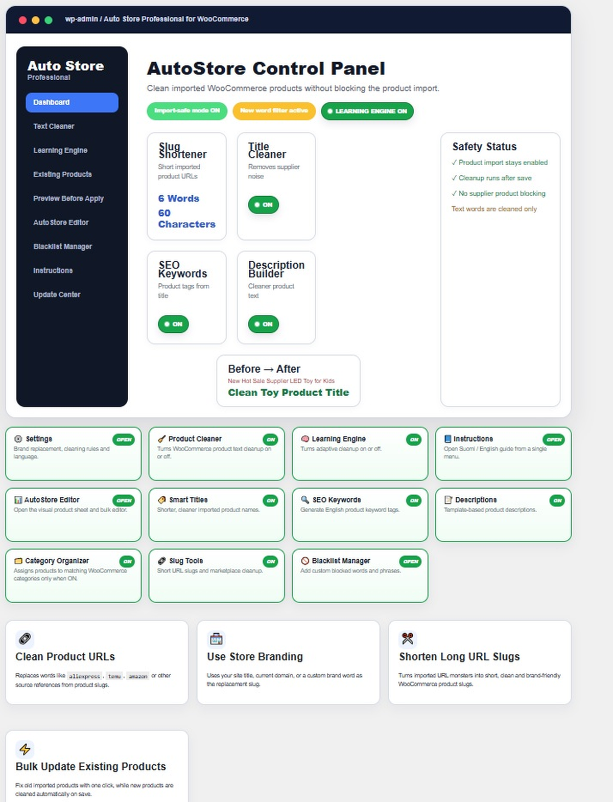 AutoStore Professional admin dashboard screenshot